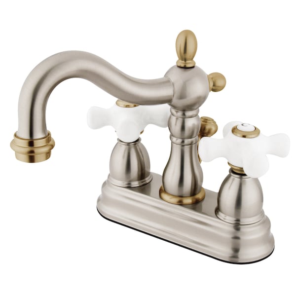4" Centerset Bathroom Faucet, Brushed Nickel/Polished Brass